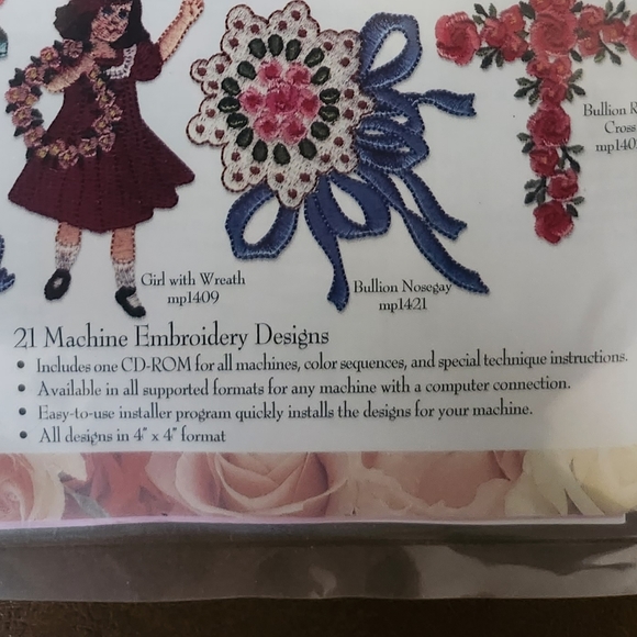 Martha's CD Bullion Rose's Collection 21 Machine Embroidery Designs - Picture 4 of 5